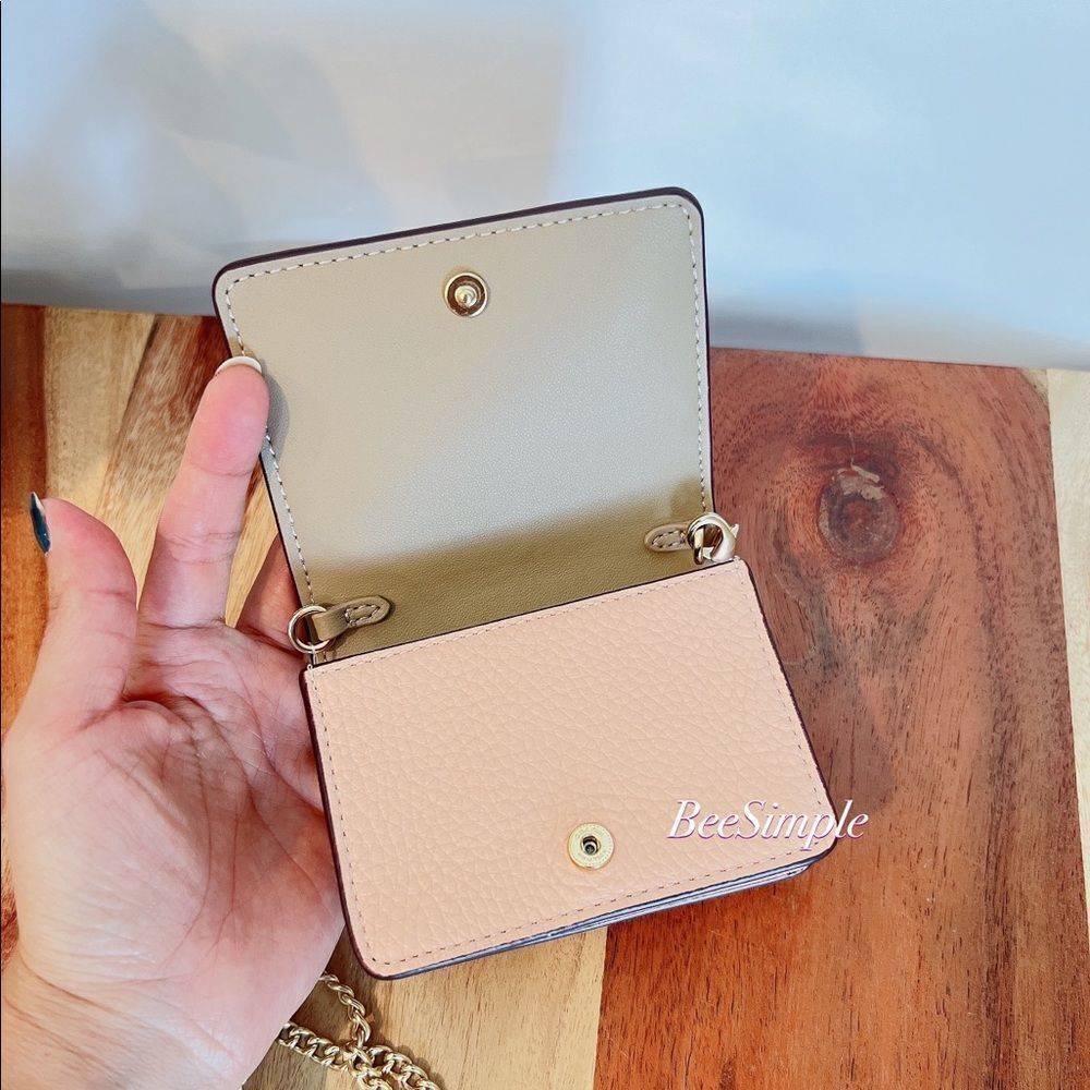NWT‎ Coach Mini Wallet On A Chain With Floral Whipstitch - Picture 4 of 7